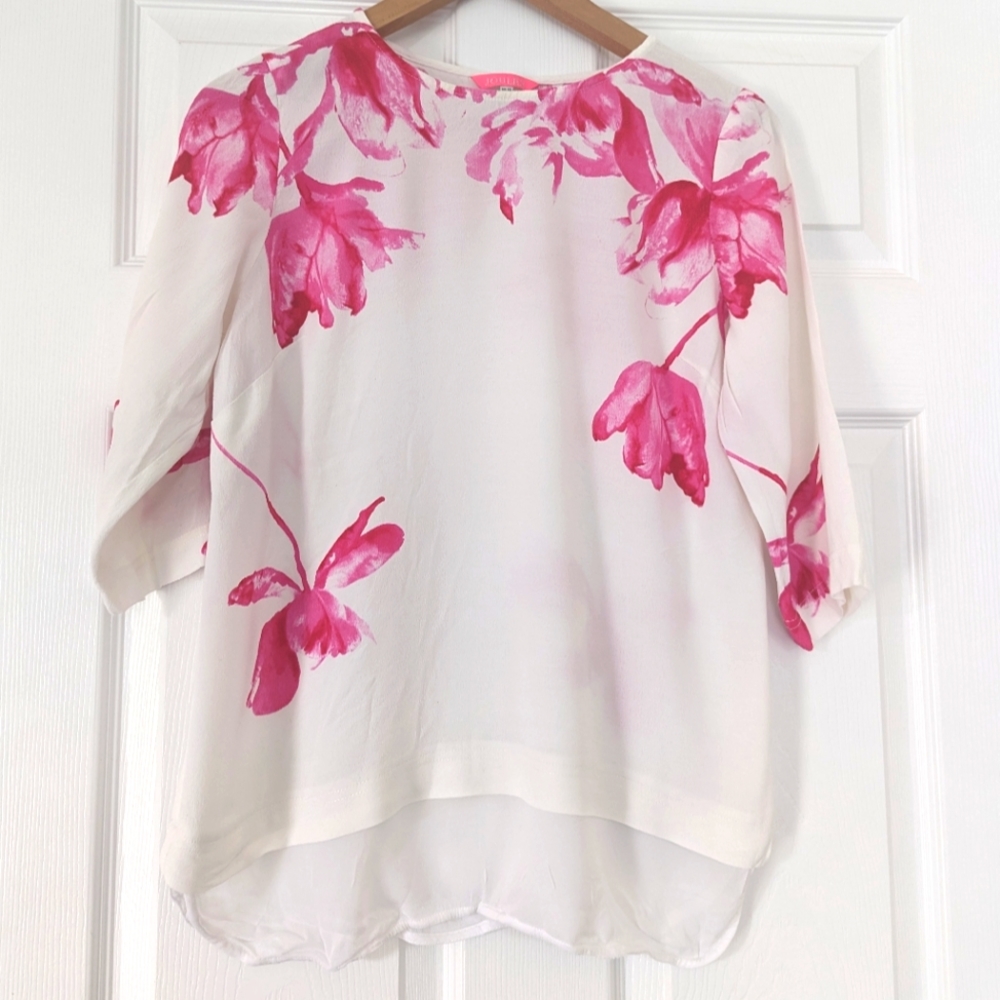 Joules white and pink blouse size 10 - Picture 3 of 8